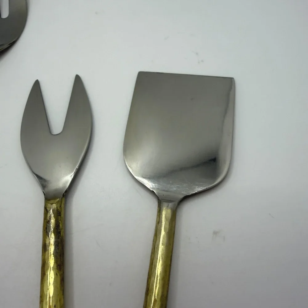 Nauticalmart Brass & Stainless Steel Serving 4 Pc Hammered‎ Handles Set